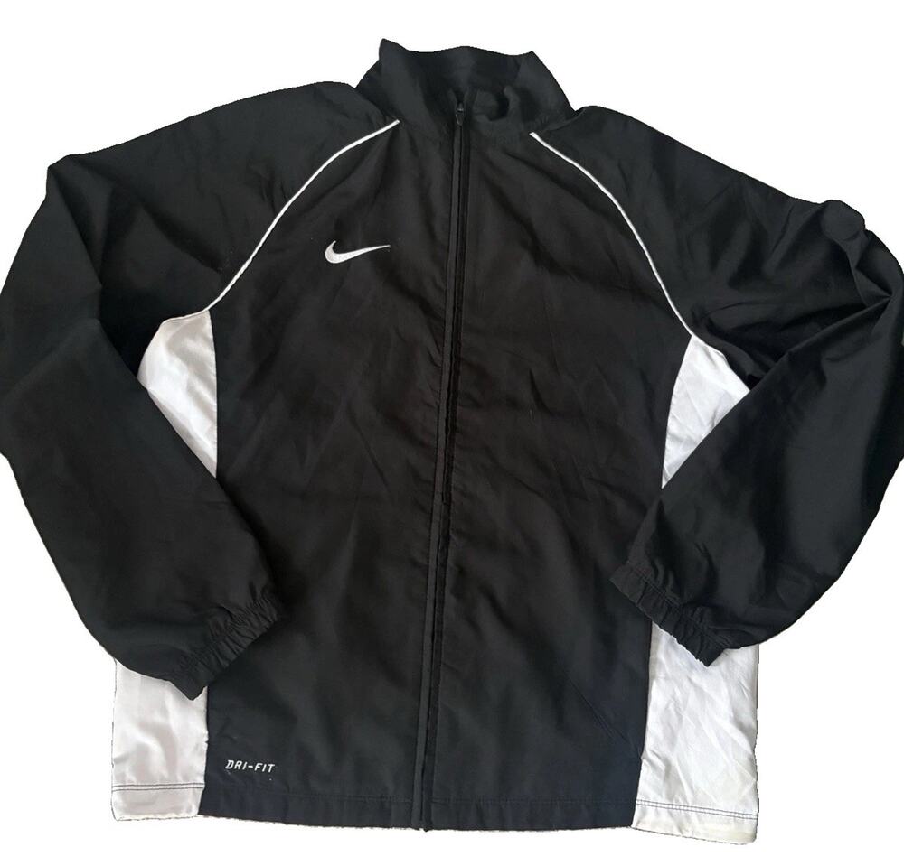 Nike Men's Black Dri-FIT Full-Zip Windbreaker Track Jacket Size M